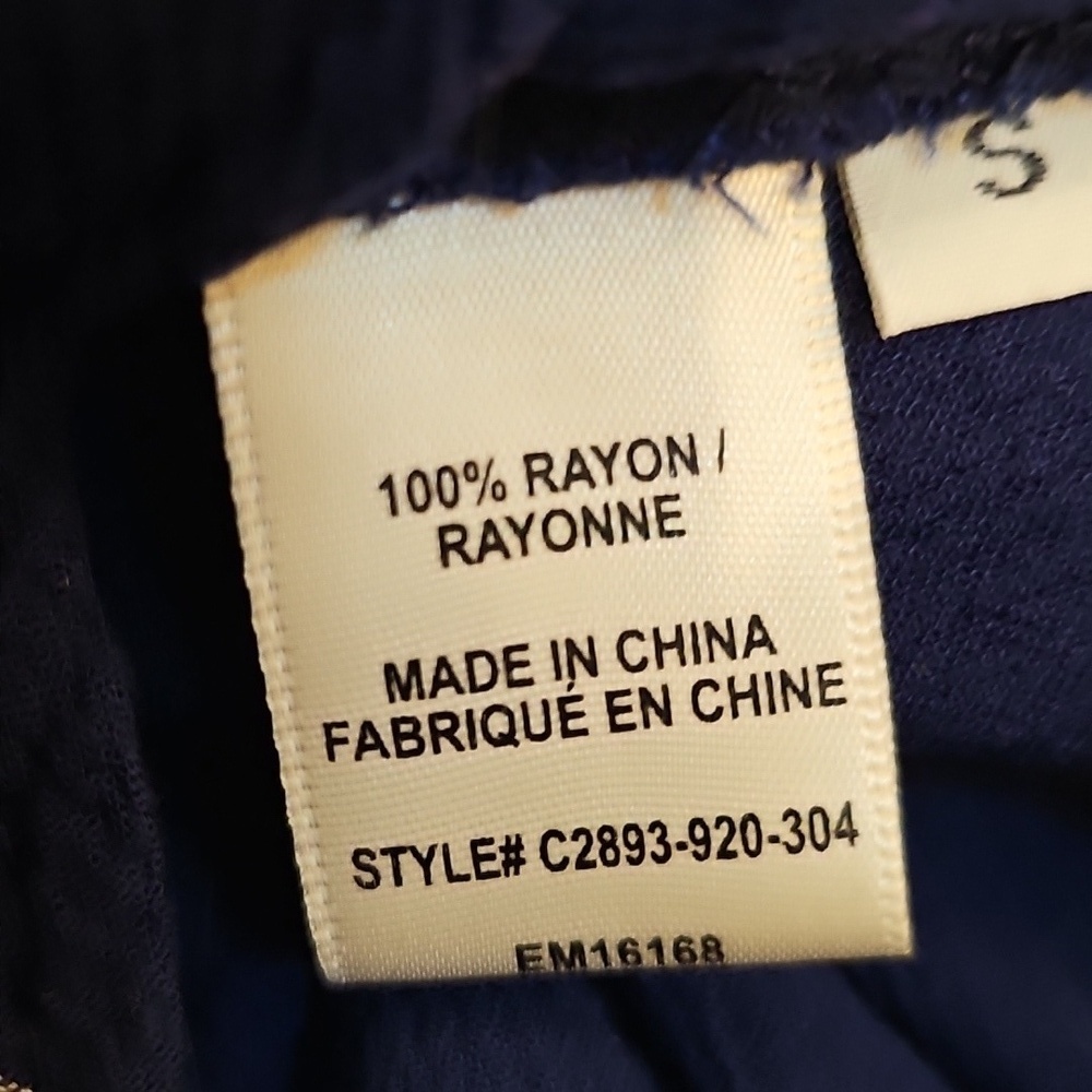 cloth & stone Navy and White Vertical Stripe Button-Down Flowy Tunic Shirt Top - Picture 9 of 9